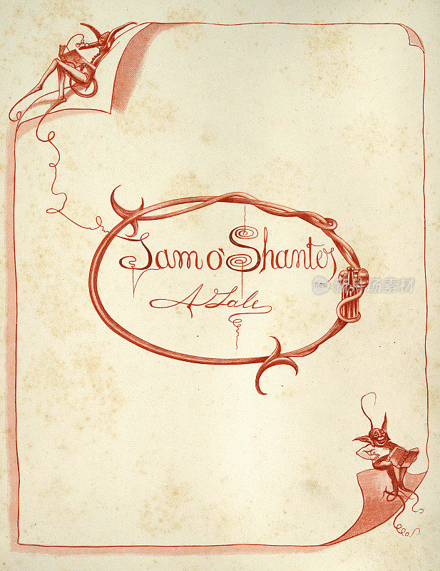 复古插图的Tam o' Shanter，一个由罗伯特伯恩斯的故事，扉页，恶魔和小鬼